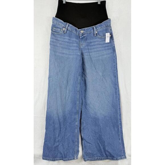 Gap Maternity Baggy Jeans 28 6 Womens Full Panel True Waistband Blue NWT - Picture 2 of 13